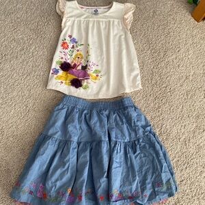 Disney rapunzel outfit Blue Skirt with Floral Accents 9/10